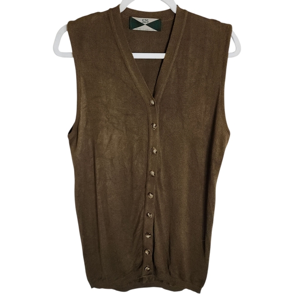 3/$15 | Vintage 525 America Brown Sleeveless Cardigan Gilet Sweater Vest Small - Picture 1 of 12